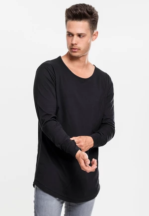 Long Shaped Fashion L/S T-Shirt Black