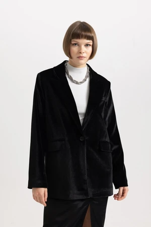 DEFACTO Oversize Fit Velvet Blazer Jacket