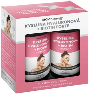 MOVIT ENERGY Beauty Dárkové balení Kyselina hyaluronová + Biotin FORTE 60+60 kapslí