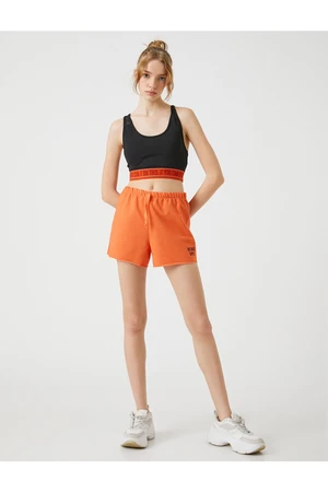 Koton Mini Sports Shorts with Embroidery Detail Tie Waist.