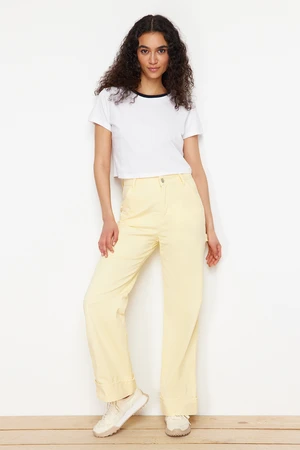 Trendyol Yellow More Sustainable Carpenter Detail High Waist Wide Leg Jeans