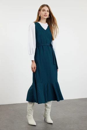 Trendyol Emerald Green Striped Woven Gilet Dress