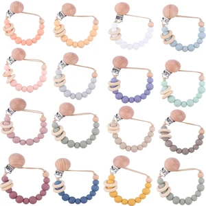 Baby Pacifier Clip Chain Personalized Name Dummy Holder For Nipples Clips Silicone Teething Beads Baby Birthday Shower Gift