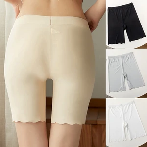 Seamless Ice Silk Safety Short Pants Women Thin Plus Size High Waist Under Skirt Boxers Panties Anti Rub Thigh Safety Shorts