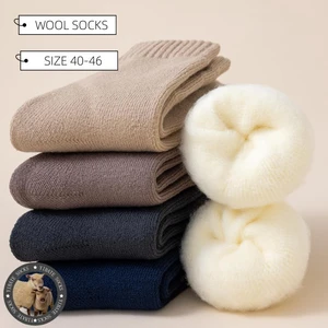 Winter Thickened Warm Men's Merino Wool Socks Harajuku Retro Cashmere Socks High Quality Snow Socks Men's Big Size Long Socks