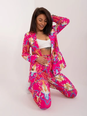 Dark pink, elegant women's set with a print