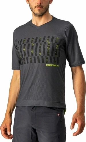 Castelli Trail Tech SS Tricou Dark Gray/Black/Electric Lime S