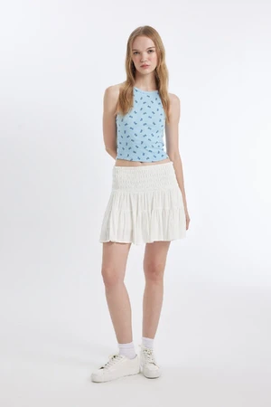 DEFACTO Coool High Waist Cotton Lined Crinkle Viscose Mini Skirt