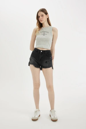 DEFACTO High Waist Cut-Out Jean Shorts