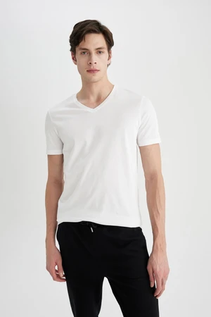 DEFACTO Slim Fit V-Neck Basic Short Sleeve T-Shirt