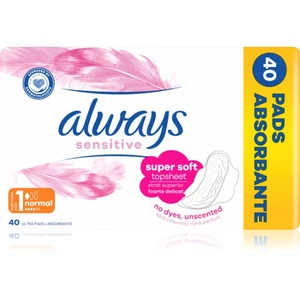 Always Sensitive Normal Plus vložky bez parfumácie 40 ks