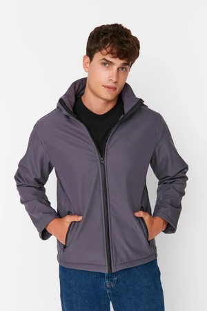 Trendyol Men's Gray Regular Fit Outdoor Jacket with Detachable Hood