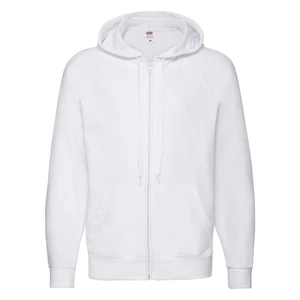 White Men's Hoodie Lightweight Zip Thru Hooded Sweat Fruit of the Loom