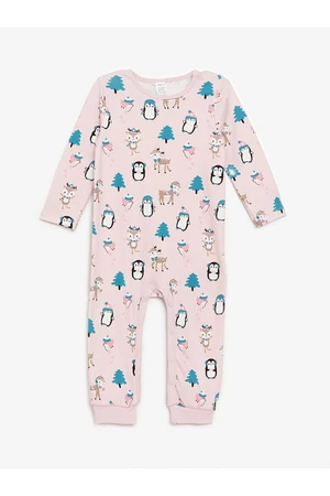 LC Waikiki Lcw Crew Neck Long Sleeve Printed Baby Girl Jumpsuit