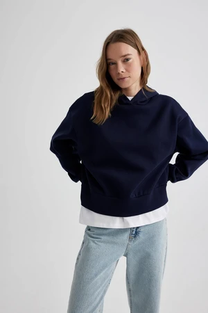 DEFACTO Boxy Fit Hooded Thick Basic Sweatshirt