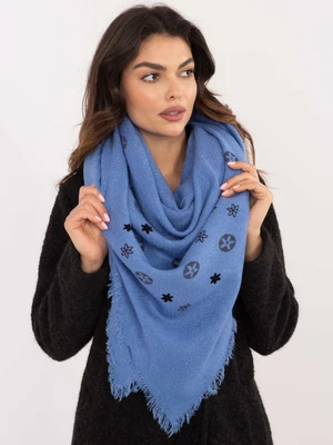 Blue women's scarf with fringe