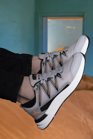 Riccon Gray Orange Men's Sneakers 0012301