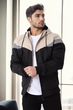 36136 Dewberry Triangle Piece Hooded Seasonal Mens Coat-BEIGE