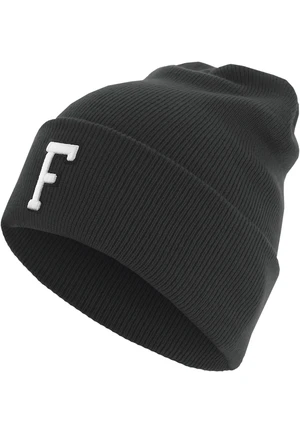 Knitted hat with letter cuff F