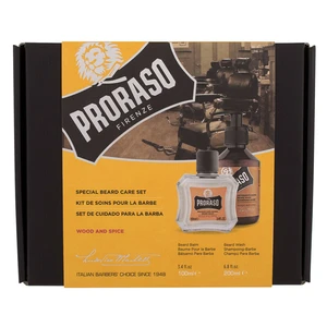 PRORASO Wood & Spice Šampón na fúzy 200 ml + balzam na fúzy 100 ml Darčekové balenie