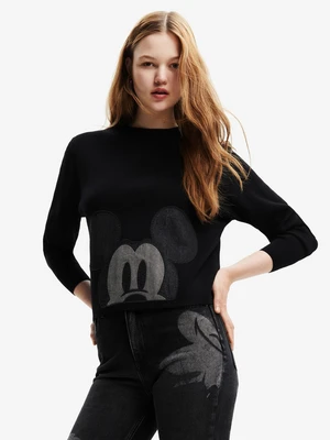 Desigual Mickey Patch Denim Svetr Černá