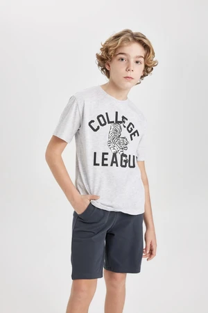 DEFACTO Boys' Crew Neck Printed Short Sleeve T-Shirt