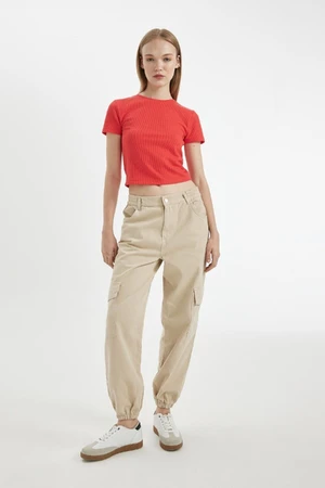 DEFACTO Cool Gabardine Jogger Pants Basic Plain Regular Waist Cargo Pocket