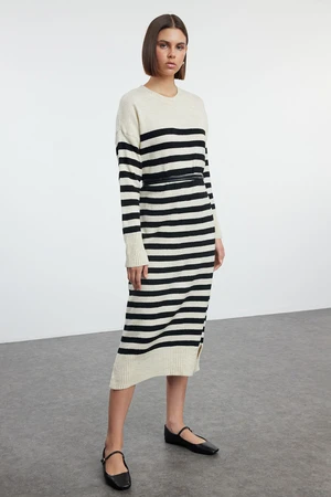 Trendyol Stone Striped Maxi Knit Soft Texture Dress