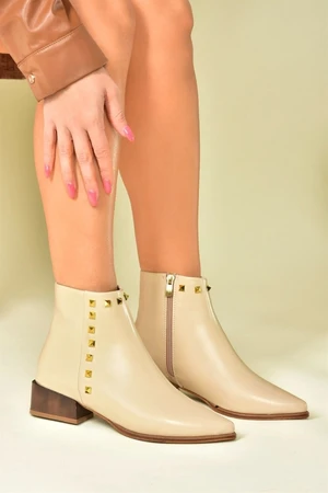 Fox Shoes Beige Staple Detailed Women's Boots