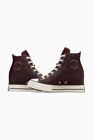 Kožené kecky Converse Chuck Taylor All Star Wedge dámské, hnědá barva, A12349C