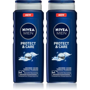 Nivea Men Protect & Care sprchový gél na tvár, telo a vlasy 2 x 500 ml (výhodné balenie)