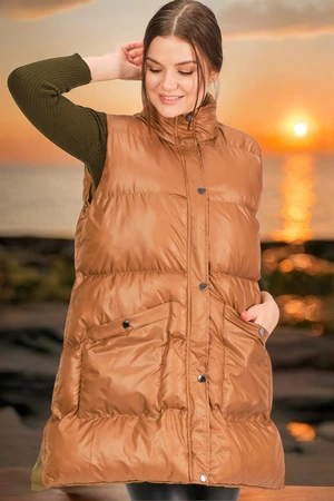 Z6729 DEWBERRY HK STYLE LADIES VEST-FLAT CAMEL