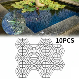 10pcs/set Pond Guard Netting Pond Protection Net Plastic Pool Fish Net Protector Floating Heron Deterrent Grid Cover for Bi M0N2