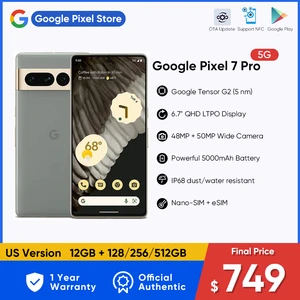 US Version Google Pixel 7 Pro 5G 6.7"QHD Display 12GB RAM 128/256GB ROM 5000mAh Powerful Battery NFC Android