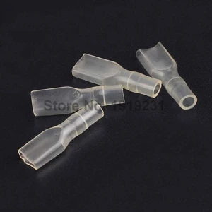 50PCS 4.8mm Female Spade Connector Crimp Terminal PVC Insulated Sleeve Clear