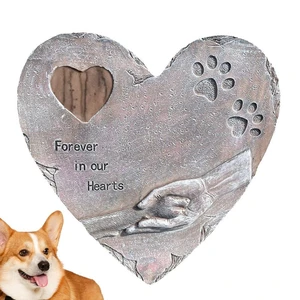 Dog Memorial Garden Stone Pet Grave Stone Dog Grave Stone Marker Heart Shape Pet Memorial Stones With Forever In Our Hearts Text