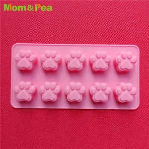 GT16-37 10-cavity Bear Footprint Shaped Silicone Chocolate Mold Dessert Mousse Mould Cake Decoration Tools Wholesale & Retail