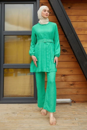 InStyle Moria Belt Pleated Suit - Green