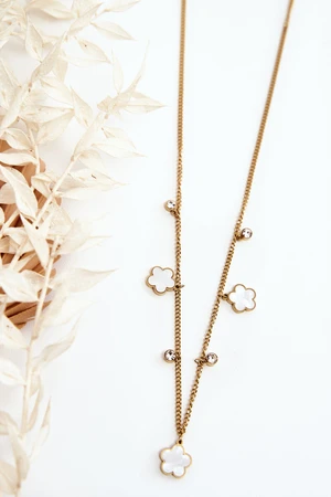 Women's gold chain with white flowers