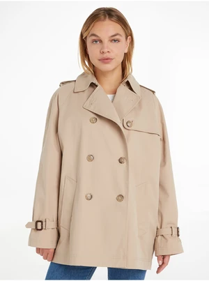 Beige Womens Short Trench Coat Tommy Hilfiger - Women