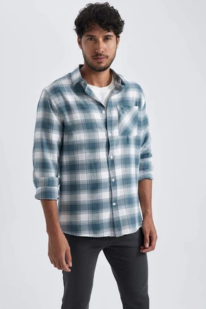 DEFACTO Modern Fit Plaid Long Sleeve Shirt