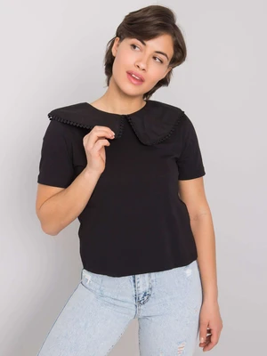 Black blouse with collar by Kaysie RUE PARIS