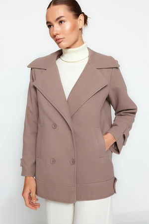 Trendyol Mink Oversize Wide Cut Stamped Coat