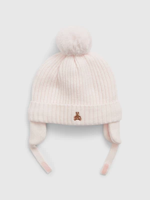 Light pink girly winter hat with pompom GAP