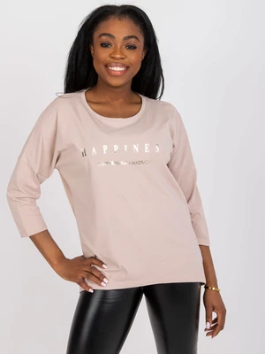 Light beige cotton blouse with inscription