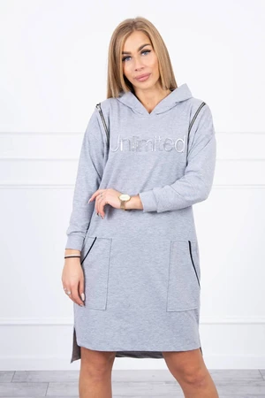 Dress with inscription unlimited gray