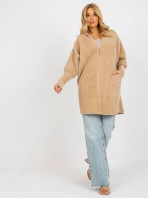 Lady's camel alpaca coat with pockets