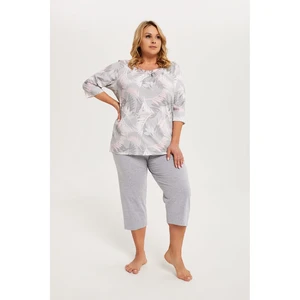 Bartonia women's pyjamas, 3/4 sleeve, 3/4 leg - print/melange