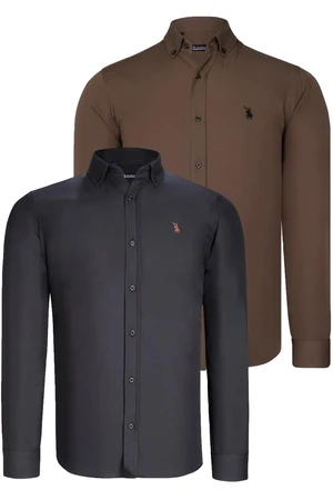 DUAL SET G725 DEWBERRY MENS SHIRTS-BLACK-BROWN