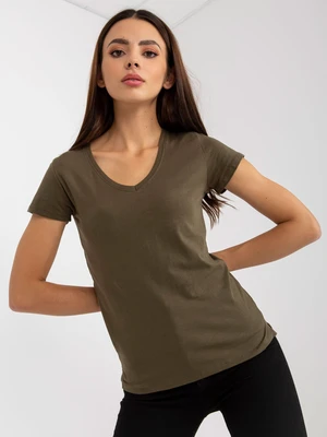 Ordinary khaki cotton T-shirt of larger size